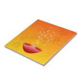 レッドカラフルコンテンポラリーディーパディワリ タイル (側面)