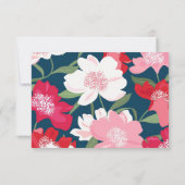 レッドカラフルフローラス結婚ゲスト詳細ブルー (裏面)