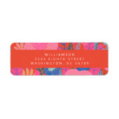 レッドカラフルボホフローラ差出人住所 ラベル (正面)