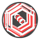 レッドカラフル白黒ジオメトリック4ボブパック アイスホッケーパック (正面)