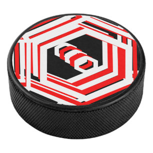 レッドカラフル白黒ジオメトリック4ボブパック アイスホッケーパック