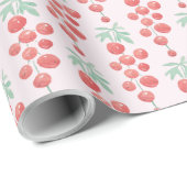 レッドカラントベリー水彩手絵を描形 ラッピングペーパー (ロールコーナー)