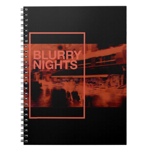 レッドカラーのデジタルアート: Blurry Nights ノートブック (正面)