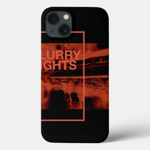 レッドカラーのデジタルアート: Blurry Nights iPhone 13ケース