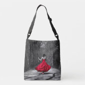 レッドカラーの森の女の子でキラキラ クロスボディバッグ (裏面)