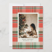 レッドカラーズプレイドミニマリストフォトホリデーカード シーズンカード (正面)