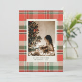 レッドカラーズプレイドミニマリストフォトホリデーカード シーズンカード (スタンド正面)