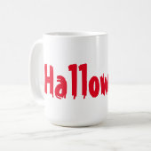 レッドカラー怖い夜ハロウィーン文字プリントマグカップ コーヒーマグカップ (正面左)