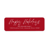 レッドカリグラフィハッピーホリデーズ差出人住所 ラベル (正面)