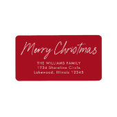 レッドカリグラフィメリークリスマス差出人住所 ラベル (正面)