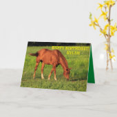 レッドカンザスカントリーホース誕生日グリーティングカード カード (黄色い花)