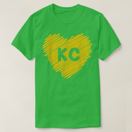 レッドカンザスシティーハート恋人KCメンズウォメンズ Tシャツ (デザイン正面)