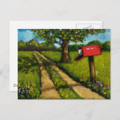 レッドカントリーのメールボックス：油彩画 ポストカード (正面/裏面)