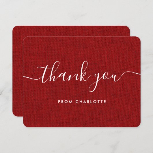 レッドカントリーウェディングブライダルシャワー誕生日 サンキューカード (正面/裏面)