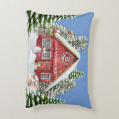 レッドカントリーハウススノークリスマスシーン アクセントクッション (裏面(縦))