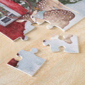 レッドカントリーハウススノーホリデーシーパーソナライズされたン ジグソーパズル (側面)