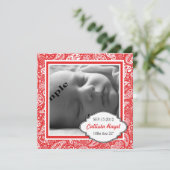 レッドカントリーペイズリーフォト誕生とベビーシャワー 招待状 (スタンド正面)