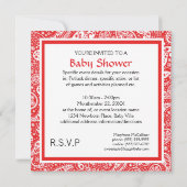レッドカントリーペイズリーフォト誕生とベビーシャワー 招待状 (裏面)