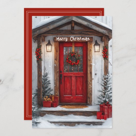 レッドカントリー素朴ドアリースプレゼントライト シーズンカード (正面/裏面)
