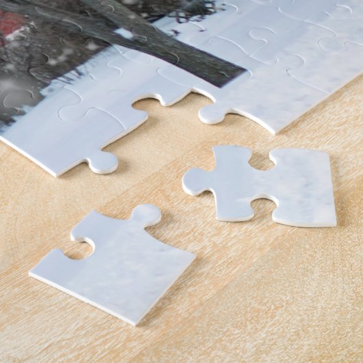 レッドカントリー素朴バーンウィンタースノーファームランドスケープ ジグソーパズル (側面)