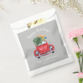 レッドカーとクリスマスツリーのカスタマイズ可能 フェイバーバッグ (封をした状態)