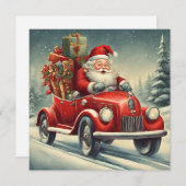 レッドカーのヴィンテージクリスマスサンタ シーズンカード (正面/裏面)
