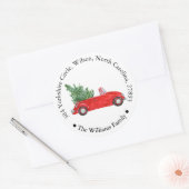 レッドカークリスマスツリーホリデイ差出人住所 ラウンドシール (封筒)