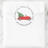 レッドカークリスマスツリーホリデイ差出人住所 ラウンドシール (バッグ)