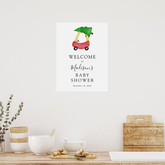 レッドカークリスマスツリー赤ちゃんシャワー歓迎サイン ポスター (キッチン)