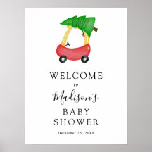 レッドカークリスマスツリー赤ちゃんシャワー歓迎サイン