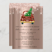 レッドカークリスマスブランチツリーバラドリップ 招待状 (正面/裏面)