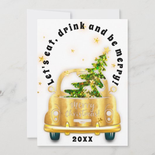 レッドカークリスマスブランチ夕食木金ゴールド白 招待状 (裏面)
