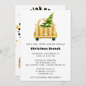 レッドカークリスマスブランチ夕食木金ゴールド白 招待状 (正面/裏面)