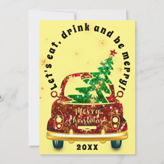 レッドカークリスマスブランチ夕食木金ゴールド黄色 招待状 (裏面)