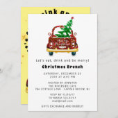 レッドカークリスマスブランチ夕食木金ゴールド黄色 招待状 (正面/裏面)