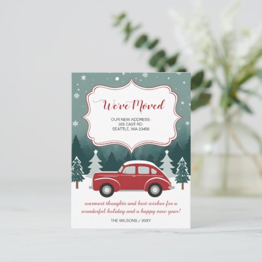 レッドカークリスマス引っ越しましたホリデーアナウンス ポストカード (スタンド正面)