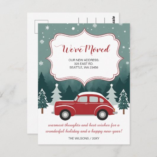 レッドカークリスマス引っ越しましたホリデーアナウンス ポストカード (正面/裏面)