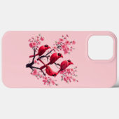レッドカーディナル 鳥 ピンクのサクラの木の鳥 Case-Mate iPhoneケース (裏面 (横))