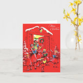 レッドカードのヴィンテージクリスマスカロラーズ カード (黄色い花)