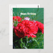 レッドカーネーションハッピーバースデーはがき ポストカード (正面/裏面)