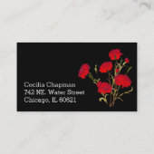 レッドカーネーションフラワーアートパーソナライズされたブラックゴシック 名刺 (裏面)