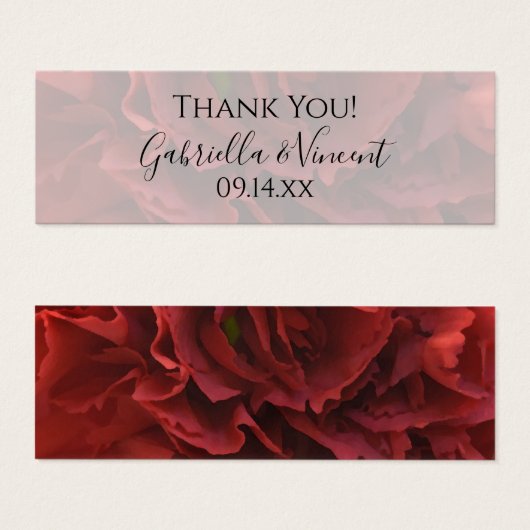レッドカーネーションフラワーズ結婚式の引き出物ラベル (正面&裏面)