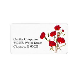 レッドカーネーションフラワーパーソナライズされた差出人住所 ラベル