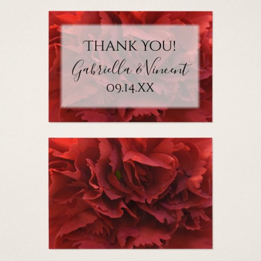 レッドカーネーションフローラサンキュー結婚式の引き出物ラベル (正面&裏面)