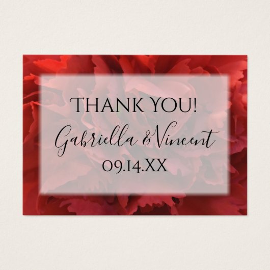 レッドカーネーションフローラサンキュー結婚式の引き出物ラベル (正面)