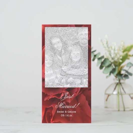 レッドカーネーションフローラ結婚たった今結婚しました 案内状 (スタンド正面)