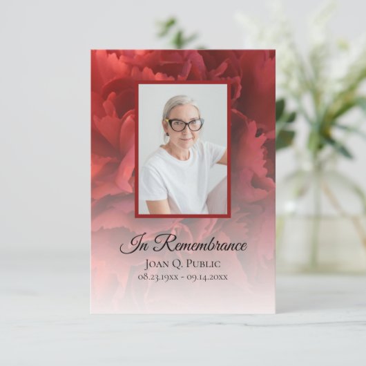 レッドカーネーションフローラ葬儀記念悔やみや弔慰 サンキューカード (スタンド正面)