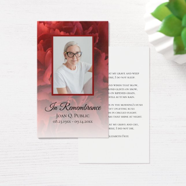 レッドカーネーションフローラ葬儀記念祈りの言葉 (デスク)