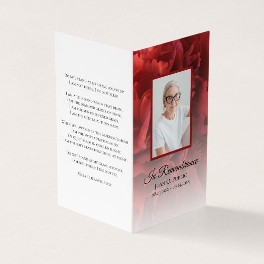 レッドカーネーションフローラ葬儀記念祈りの言葉 名刺 (外部)