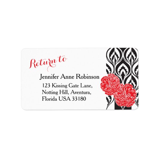 レッドカーネーションモダンラックス結婚ズ住所 シール (正面)